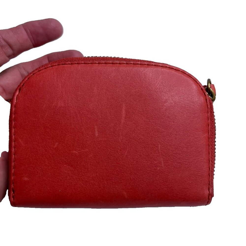 Madewell $62 Zip Top Wallet in Leather Red MD201